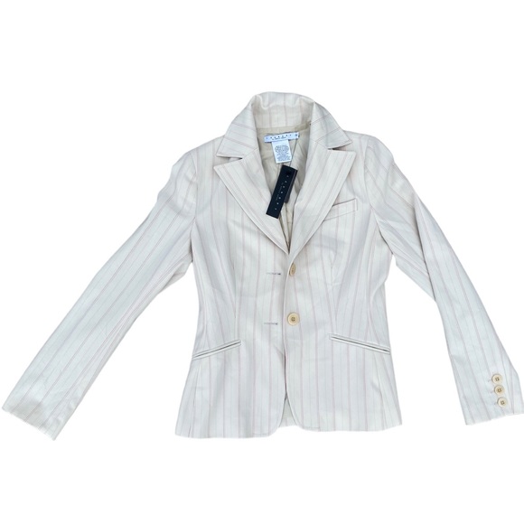 NWT Laundry By Shelli Segal Women’s Blazer Size 2 - White w. Pink Stripes - Picture 4 of 6